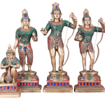 Brass Ram Darbar Meenakari Set | Lord Ram 23" with Family | Premium Stonework Art | 27 kg Temple Grade Murti | Handcrafted Divine Family Collection